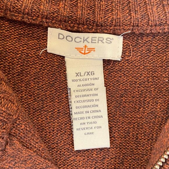 Dockers Mens Sweater Size XL Quarter-Zip Pullover Knit Long Sleeve Casual Brown - Picture 5 of 11